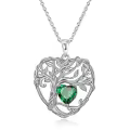 TOUPOP Sterling Silver Emerald Tree Of Life Pendant Necklace-0-0