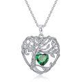 TOUPOP Sterling Silver Emerald Tree Of Life Pendant Necklace-0-0