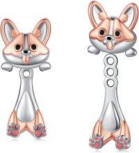 wholesale 925 Sterling Silver Fox Animal Shape Stud Earrings for Women Girls Hypoallergenic-Corgi