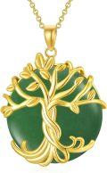wholesale 14K Gold Sterling Silver Jade Tree of Life Necklace for Women-0-17