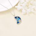 wholesale TOUPOP Birth Month Flower Necklace,925 Sterling Silver Necklace,birth Flower Necklaces With Blue Moon Crystal For Women Birthday Anniversary, Sterling Silver, Crystal -0-3