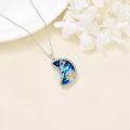 TOUPOP Sterling Silver Blue Moon Crystal Birth Flower Necklace-0-3