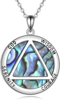 wholesale 925 Sterling Silver Abalone Shell Serenity Courage Wisdom Recovery Symbol Pendant Necklace-abalone shell AA necklace