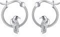 wholesale 925 Sterling Silver Raven Bird Huggie Hoop Earrings for Women Girls Minimalist  3cm Diameter-0-0