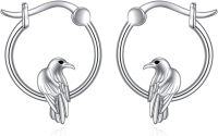 wholesale 925 Sterling Silver Raven Bird Huggie Hoop Earrings for Women Girls Minimalist  3cm Diameter-Raven