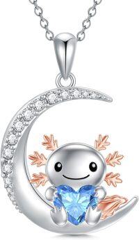 wholesale Sterling Silver Animal Birthstone Necklace Otter Axolotl Hippo Pendant Jewelry Gift for Women-12-Dec-Axolotl