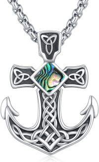 wholesale  Sterling Silver Moonstone Opal Turquoise Malachite Celtic Knot Anchor Necklace -A3-Abalone Sell