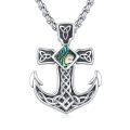 wholesale 925 Sterling Silver Cross Pendant with Opal and Turquoise Stone Necklace -0-6