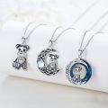 wholesale 925 Sterling Silver Schnauzer Moonstone Crystal Necklace Pendant Dog s for Women-0-1
