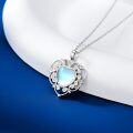 wholesale 925 Sterling Silver Heart-Shaped Blue Moonstone & Cubic Zirconia Pendant Necklace for Women-0-1