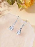 wholesale Sterling Silver Diamond April Birthstone Teardrop Dangle Earrings 22x8mm-0-4