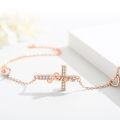 wholesale Rose Gold 925 Sterling Silver Faith Cross Bracelet - Christian Religious Jewelry - Adjustable Size Confirmation Gift for Women & Girls-0-1