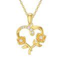 wholesale 14k Rose Heart Pendant With Diamonds-0-0