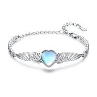 wholesale 925 Sterling Silver Birthstone Angel Wings Heart Bracelet for Women Mother s Day Gift-June