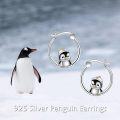 wholesale 925 Sterling Silver Cute Penguin Hoop Earrings for Women and Girls - 3CM Length-0-5