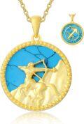 wholesale 18K Gold Plated Sterling Silver Synthetic Blue Turquoise Zodiac Necklace for Women-0-24