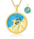 wholesale 925 Sterling Silver Virgo Zodiac Turquoise Pendant Necklace 18k Gold Plated-0-24