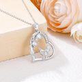wholesale 925 Sterling Silver Rooster in Heart Shape Pendant Necklace with Cubic Zirconia Stones - Cute  for Women Girlfriends Moms-0-2