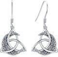 wholesale 925 Sterling Silver Triquetra Trinity Knot Drop Earrings Celtic  for Her-0-0
