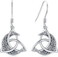 wholesale 925 Sterling Silver Triquetra Trinity Knot Drop Earrings Celtic  for Her-B-Celtic Earrings