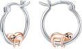 wholesale 925 Sterling Silver Hypoallergenic Sloth Huggie Hoop Earrings for Women-0-0