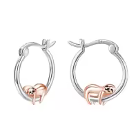 wholesale 925 Sterling Silver Hypoallergenic Sloth Huggie Hoop Earrings Wholesale for Women-rose gold plated sloth