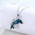 wholesale 925 Sterling Silver Blue Ribbon Crystal Pendant Necklace-0-6