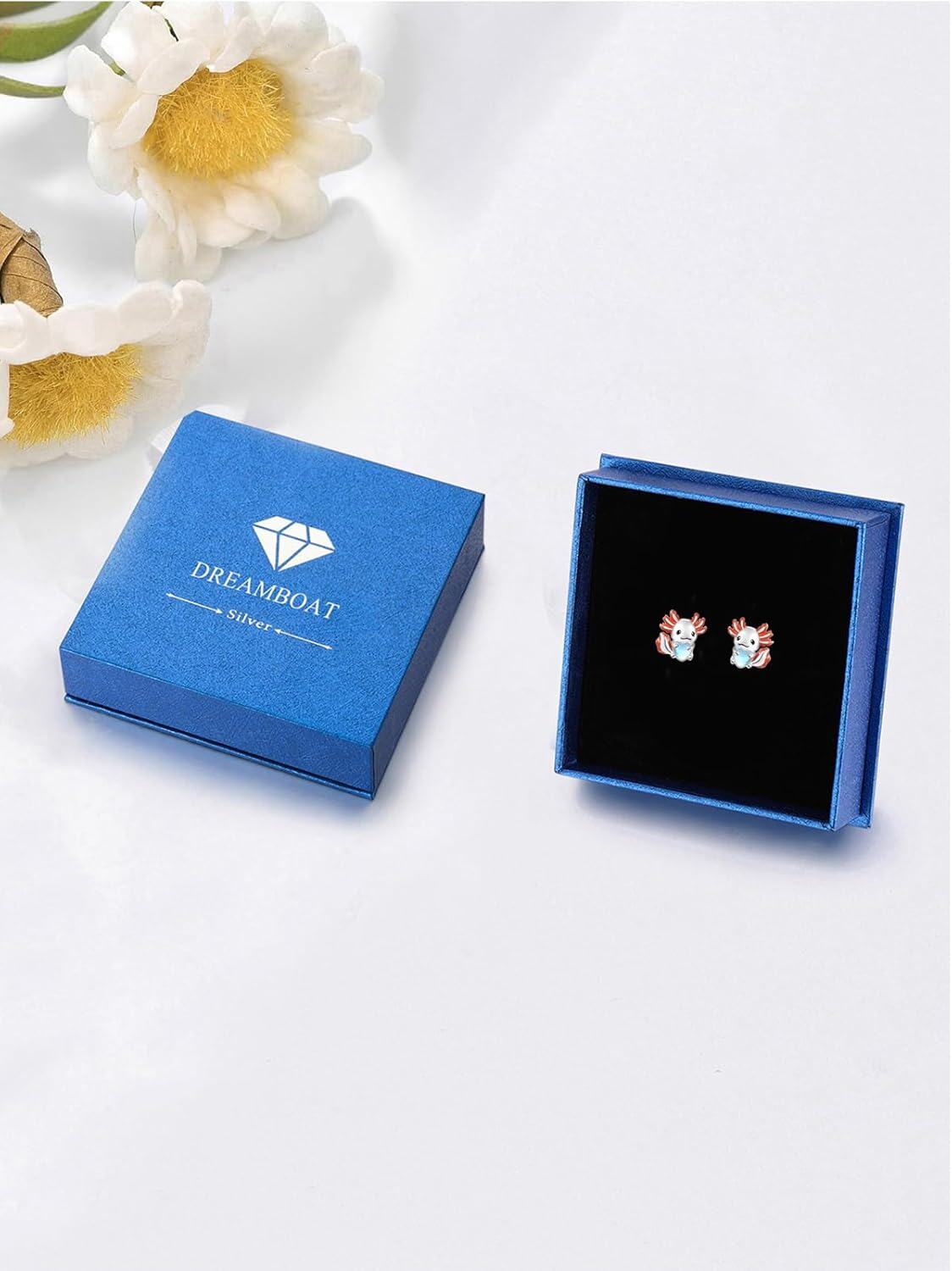 wholesale 925 Sterling Silver Moonstone Heart Axolotl Stud Earrings for Women Gift-0-6