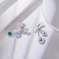 wholesale 925 Sterling Silver Blue and Green Heart Stone Bow Tie Studs for Women-0-4