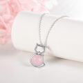 wholesale 925 Sterling Silver Pink Cats Eye Stone Pendant Necklaces with Cubic Zirconia - Wicca Jewelry for Women-0-2
