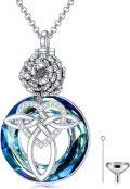 wholesale Sterling Silver Crystal Celtic Knot Heart Ashes Memorial Necklace for Women-0-47