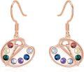 wholesale  Sterling Silver Colorful Stone Painter Palette Brush Dangle Earrings -0-5
