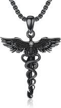 wholesale 925 Sterling Silver Caduceus Phoenix Pendant Necklace  for Men - Medical Theme -0-0