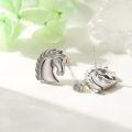 wholesale 925 Sterling Silver Hypoallergenic Tiny Horse Head Stud Earrings-0-5