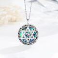 wholesale 925 Sterling Silver Abalone Shell Pentagram Round Pendant Necklace -0-2