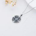 wholesale 925 Sterling Silver Celtic Knot Compass Pendant Necklace with Black Enamel Accents and Chain 45cm Length-0-2