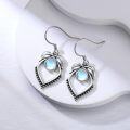 wholesale 925 Sterling Silver Heart-Shaped Blue Moonstone Bohemian Drop Earrings for Women-0-3