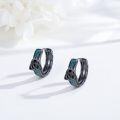 wholesale 925 Sterling Silver Blackened Celtic Knot Turquoise Hoop Earrings for Men & Women-0-4