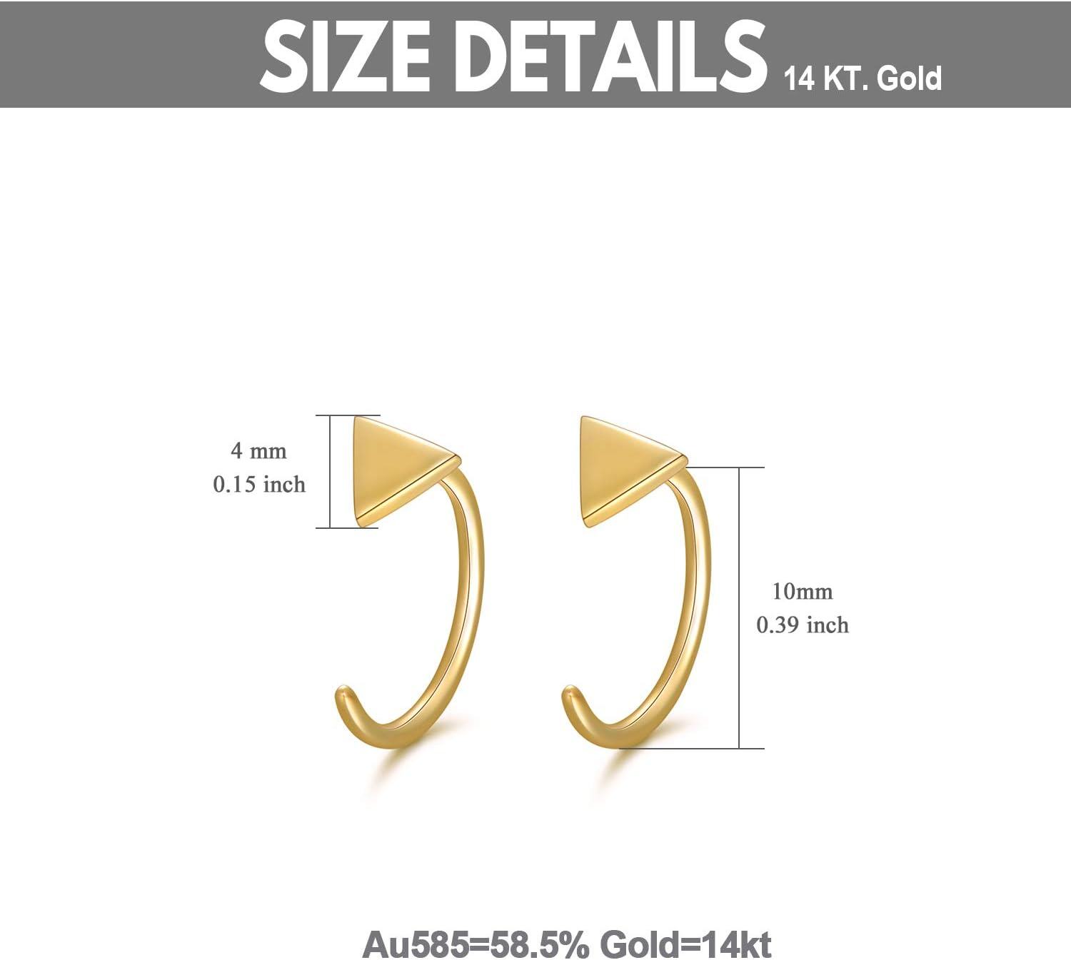 wholesale 14k Gold Triangle Half Huggie Hoop Earrings for Women Minimalist Studs Hypoallergenic s for Girls and Teens-0-4