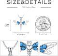 wholesale 925 Sterling Silver Blue Turquoise Dragonfly Pendant Necklace for Women-0-3