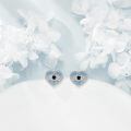wholesale 925 Sterling Silver Heart Earrings Wholesale With Evil Eye Blue And White Cubic Zirconia-0-2