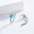 wholesale 925 Sterling Silver Blue Opal & Cubic Zirconia Star Hoop Earrings for Women-0-2