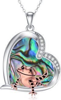 wholesale 925 Sterling Silver Abalone Shell Gecko Pendant Necklace Animal  for Her-Heart-Abalone Shell