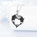 wholesale 925 Sterling Silver Black Cubic Zirconia Heart Dolphin Pendant Necklace for Women-0-3