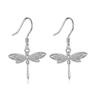 TOUPOP Sterling Silver & Stone Dragonfly Earrings Celtic Jewelry-undefined