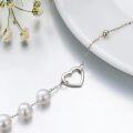 wholesale 14K Gold Cultured Pearl Heart Charm Bracelet for Women - White Pearls and  Chain Set-0-3