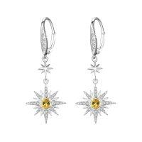 wholesale 925 Sterling Silver Gold-Plated Moonstone & Opal Starburst Leverback Drop Earrings-November (Silver)-November (Silver)