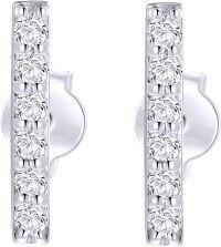wholesale 14K White Gold Round Cut Natural Diamond Bar Stud Earrings 2ctw-White Gold