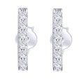 wholesale 14K White Gold Round Cut Natural Diamond Bar Stud Earrings 2ctw-0-0