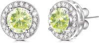 wholesale 925 Sterling Silver Austrian Crystal Birthstone Studs Earrings Hypoallergenic  Halo Gift for Her-August